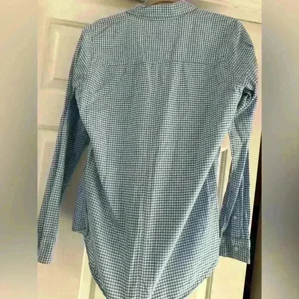 ABERCROMBIE & FITCH BLUE &‎ WHITE GINGHAM COTTON LONG SLEEVE SHIRT WOMEN'S LARGE - Picture 5 of 6